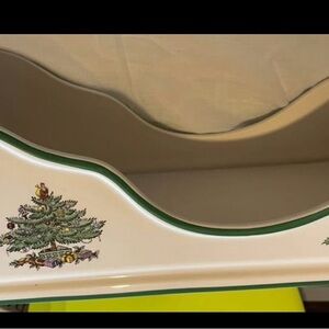 Festive Spode Christmas Tree Sled Centerpiece decor with Green Trim some Chips